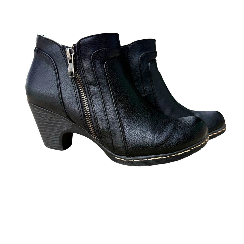 Eurosoft‎ Tahira Comfort Booties Women’s Black Vegan Leather Side Zip - Size 7.5